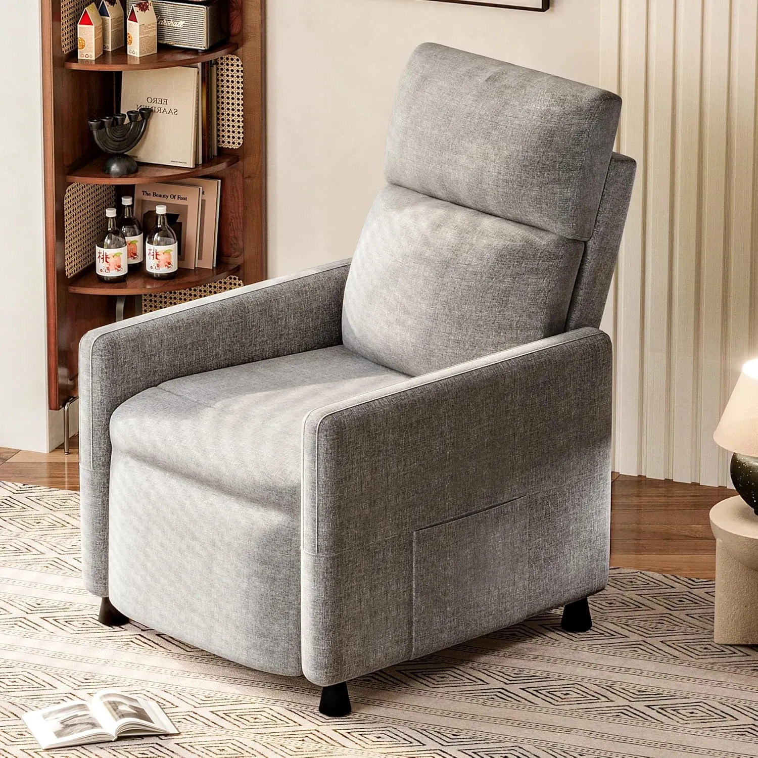 Homall Recliner Chair for Living Room, Recliner Sofa Home Theater Seating with Remote Control Adjustable Backrest and Footrest, Reclining Chairs for Adults (Fabric, Light Grey)