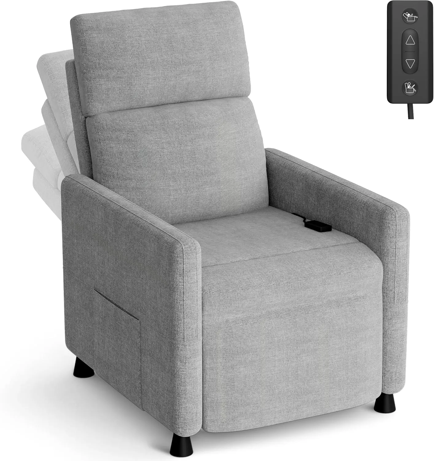 Homall Recliner Chair for Living Room, Recliner Sofa Home Theater Seating with Remote Control Adjustable Backrest and Footrest, Reclining Chairs for Adults (Fabric, Light Grey)