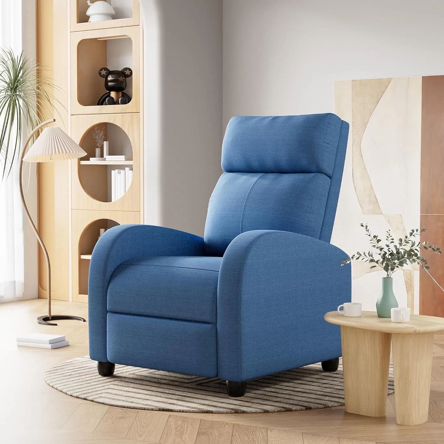 Homall Recliner Chair, Recliner Sofa for Adults, Recliners Home Theater Seating with Lumbar Support, Reclining Sofa Chair for Living Room (Fabric, Dark Blue)