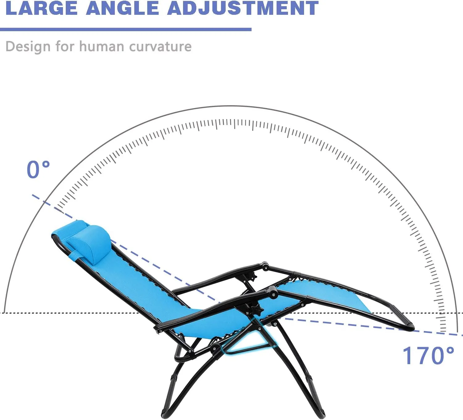 Homall Zero Gravity Chair Adjustable Folding Lawn Lounge Chairs Outdoor Lounge Gravity Chair Camp Reclining Lounge Chair with Pillows for Poolside Backyard and Beach Set of 2 (Sky Blue)