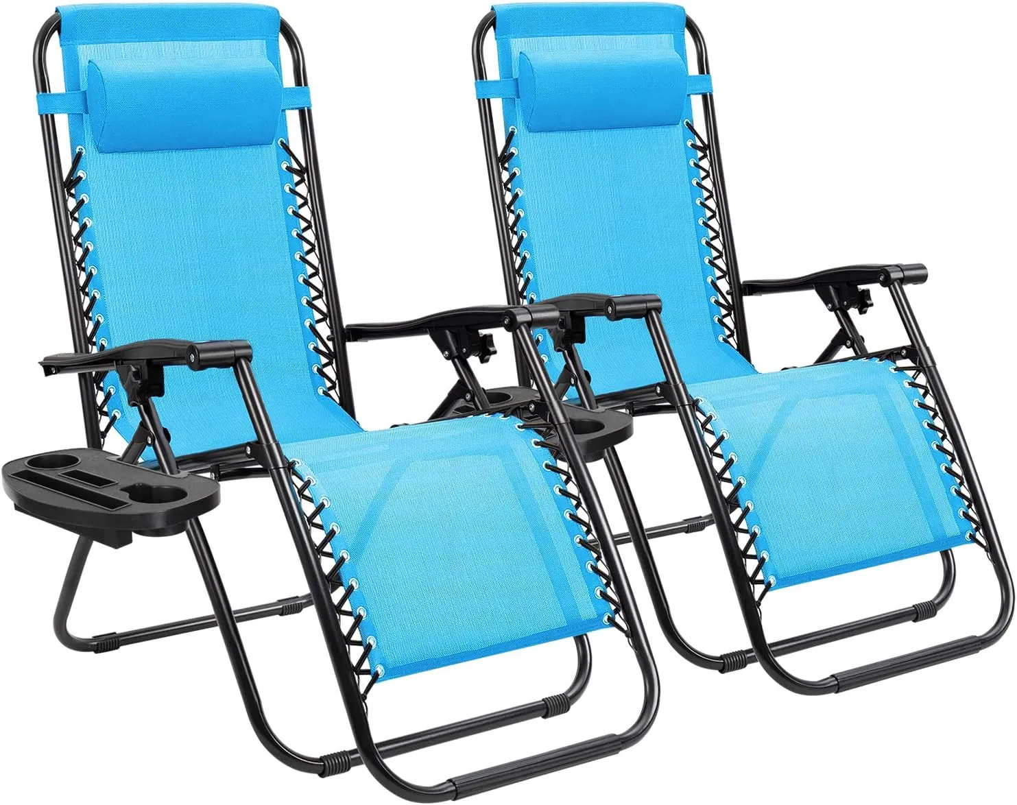 Homall Zero Gravity Chair Adjustable Folding Lawn Lounge Chairs Outdoor Lounge Gravity Chair Camp Reclining Lounge Chair with Pillows for Poolside Backyard and Beach Set of 2 (Sky Blue)