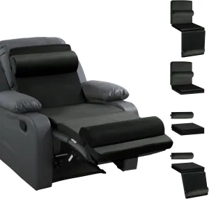 HOMBYS 5-in-1 Recliner Seat Cushion for Elderly Lumbar Support Pillow   Leg Pad, with Adjustable Half Moon Neck Pillow & Footrest, Foam Filling with Velvet Fabric, Thick & Non-Slip, Black