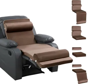 HOMBYS 5-in-1 Recliner Seat Cushion for Elderly Lumbar Support Pillow   Leg Pad, with Adjustable Half Moon Neck Pillow & Footrest, Foam Filling with Velvet Fabric, Thick & Non-Slip, Brown