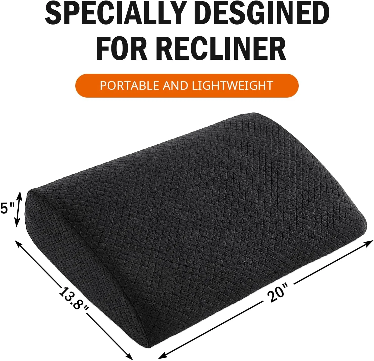 HOMBYS Lumbar Support Pillow for Recliner Chair, Memory Foam Back Support Cushion for Elderly,Extra Large Lumbar Support Pillow,Thick Backrest for Home Reading (Black, 20“x13.5"x5")