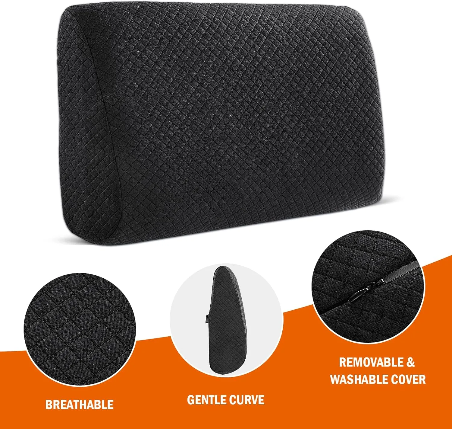 HOMBYS Lumbar Support Pillow for Recliner Chair, Memory Foam Back Support Cushion for Elderly,Extra Large Lumbar Support Pillow,Thick Backrest for Home Reading (Black, 20“x13.5"x5")