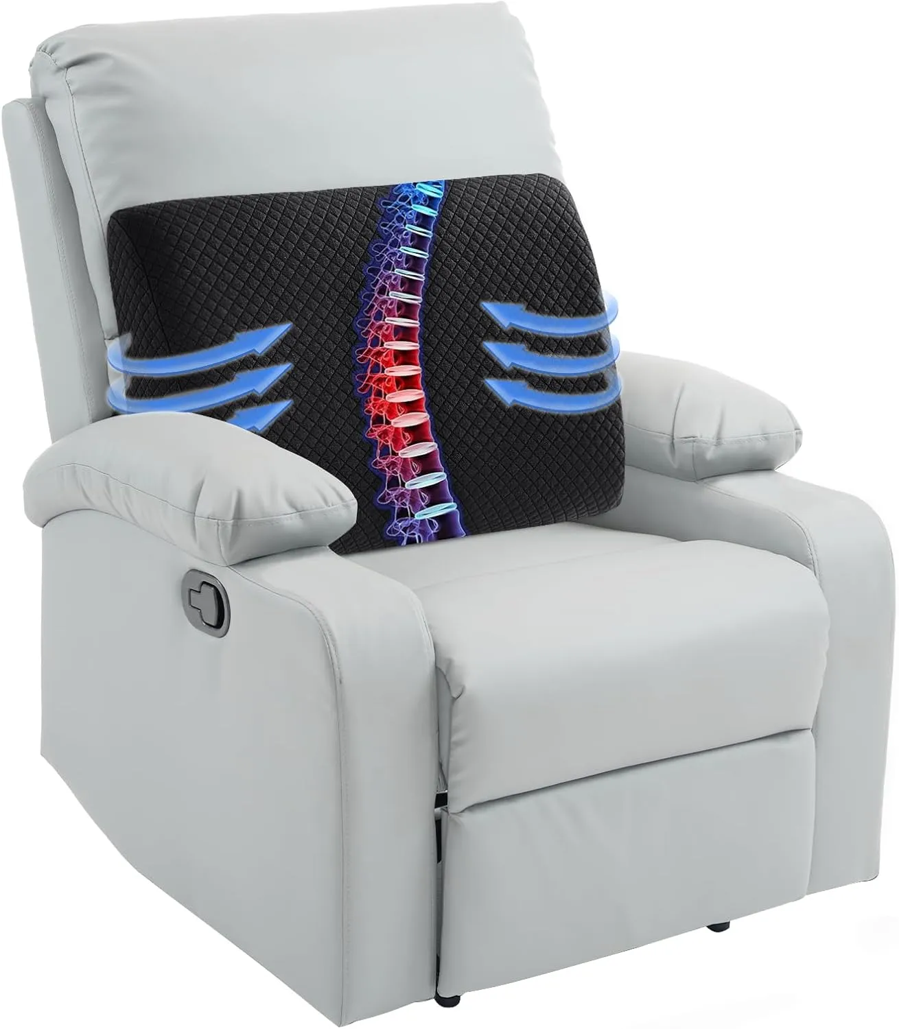 HOMBYS Lumbar Support Pillow for Recliner Chair, Memory Foam Back Support Cushion for Elderly,Extra Large Lumbar Support Pillow,Thick Backrest for Home Reading (Black, 20“x13.5"x5")