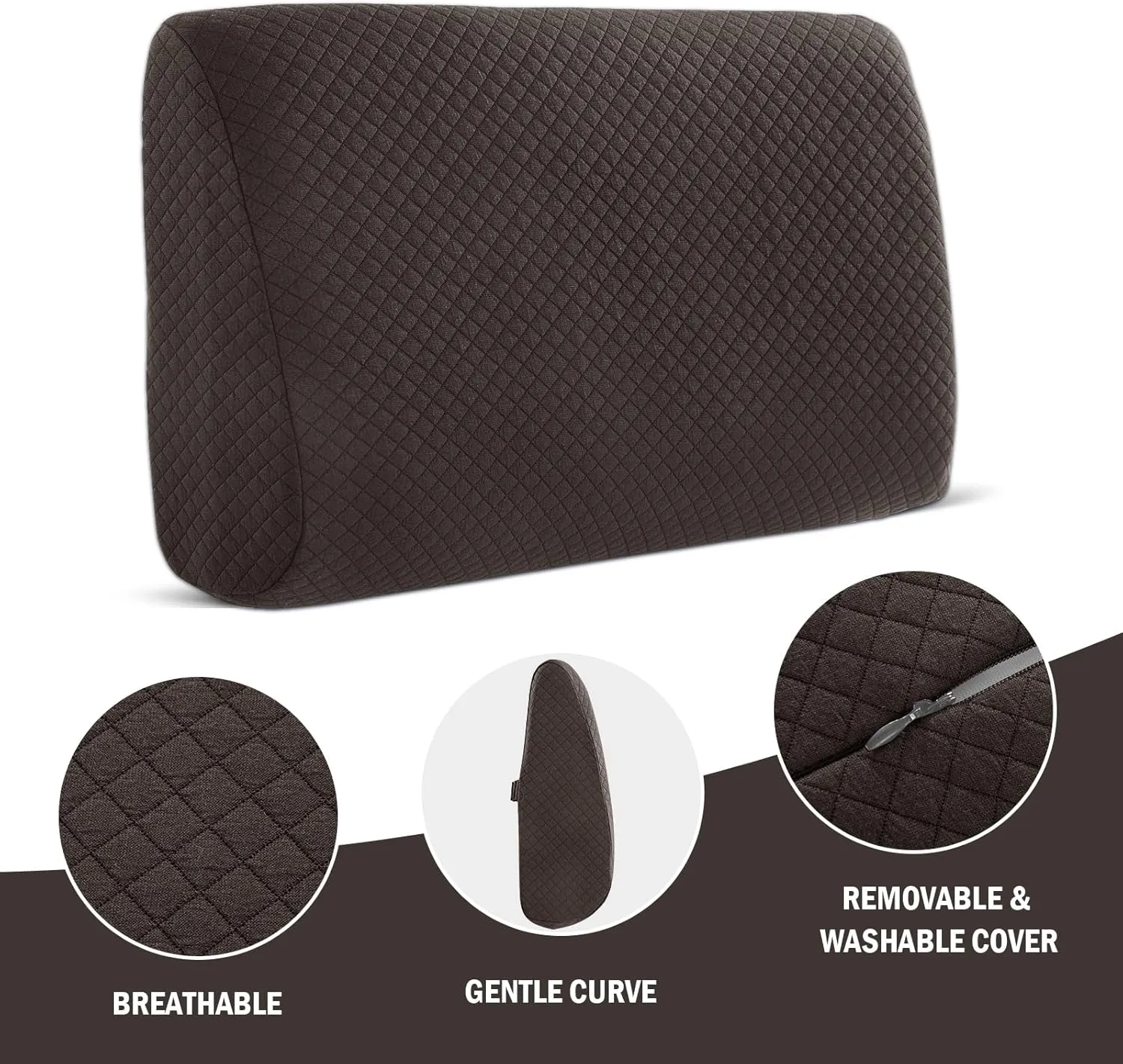 HOMBYS Lumbar Support Pillow for Recliner Chair, Memory Foam Back Support Cushion for Elderly,Extra Large Lumbar Support Pillow,Thick Backrest for Home Reading (Dark Coffee, 20“x13.5"x5")