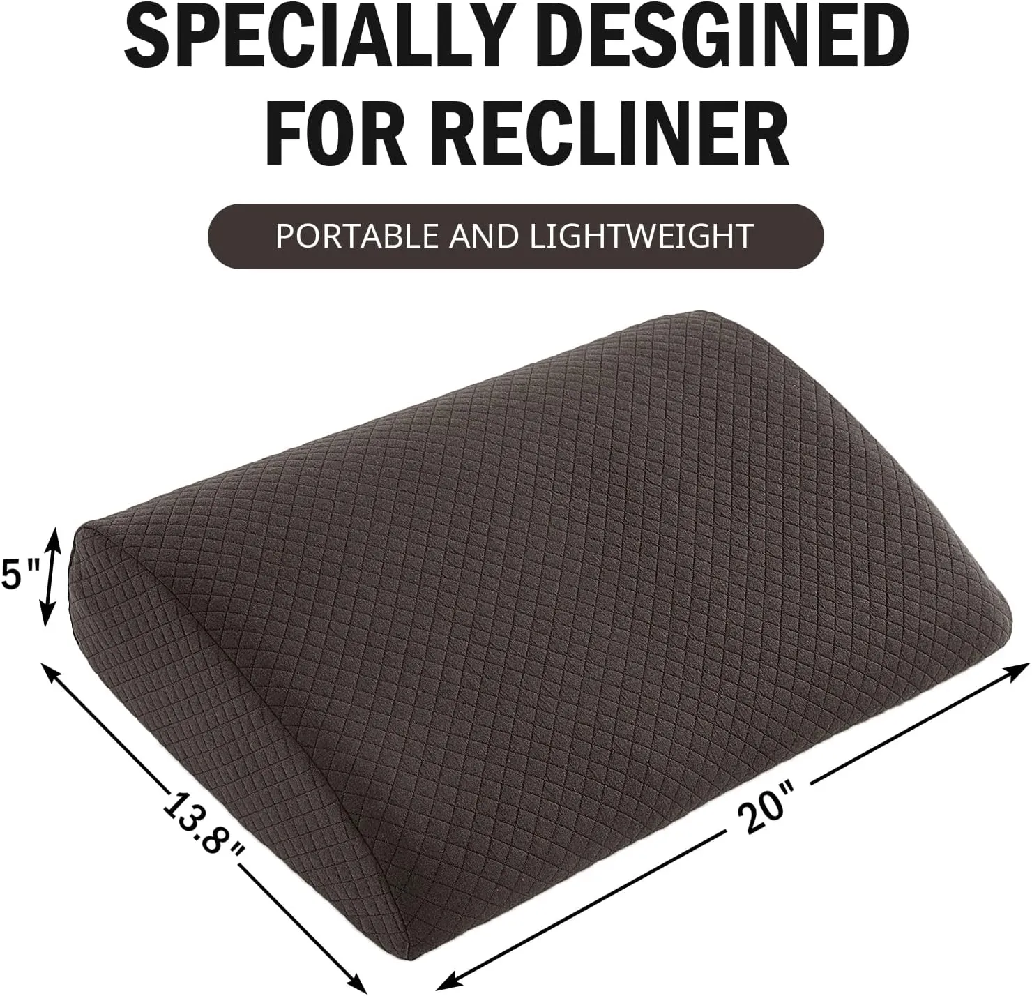 HOMBYS Lumbar Support Pillow for Recliner Chair, Memory Foam Back Support Cushion for Elderly,Extra Large Lumbar Support Pillow,Thick Backrest for Home Reading (Dark Coffee, 20“x13.5"x5")