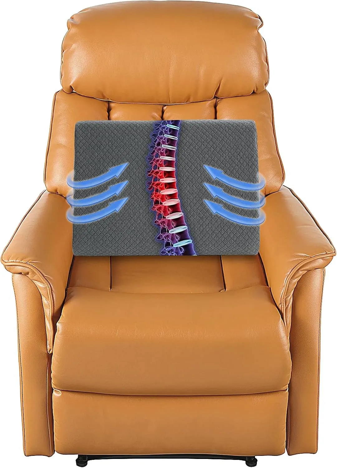HOMBYS Lumbar Support Pillow for Recliner Chair, Memory Foam Back Support Cushion for Elderly,Extra Large Lumbar Support Pillow,Thick Backrest for Home Reading (Grey, 20“x13.5"x5")
