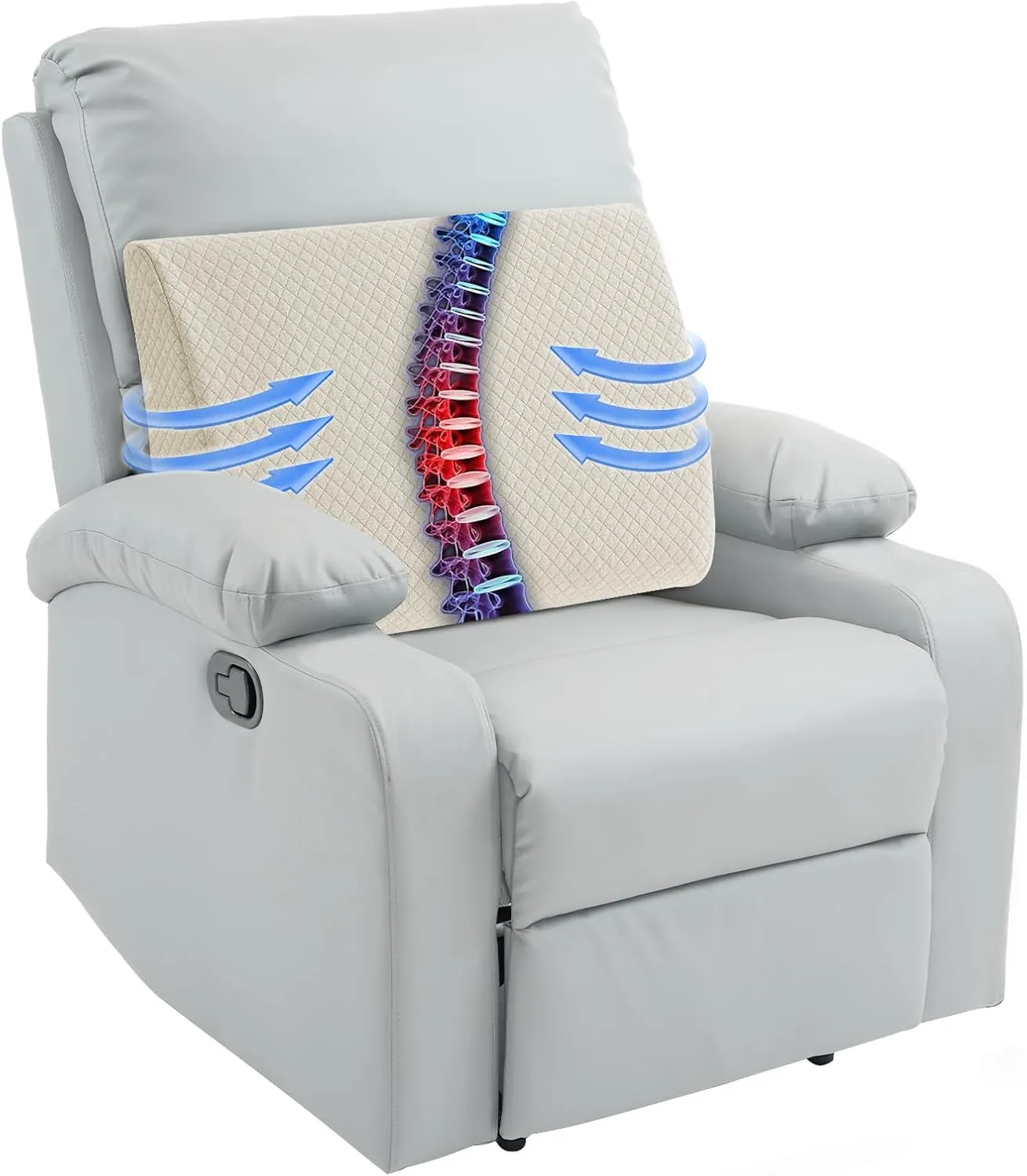 HOMBYS Lumbar Support Pillow for Recliner Chair, Memory Foam Back Support Cushion for Elderly,Extra Large Lumbar Support Pillow,Thick Backrest for Home Reading (Khaki, 20“x13.5"x5")
