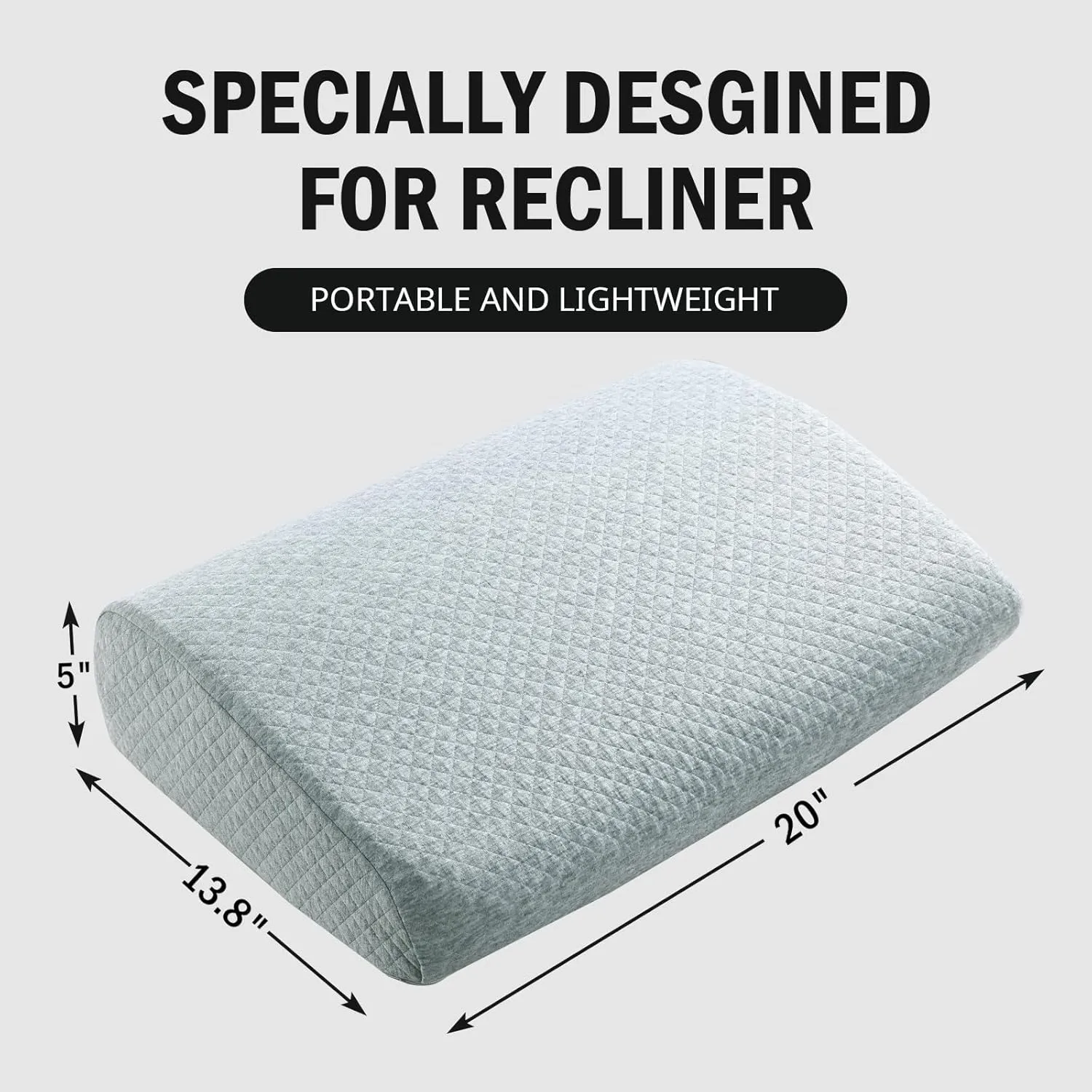 HOMBYS Lumbar Support Pillow for Recliner Chair, Memory Foam Back Support Cushion for Elderly,Extra Large Lumbar Support Pillow,Thick Backrest for Home Reading (Light Grey, 20“x13.5"x5")