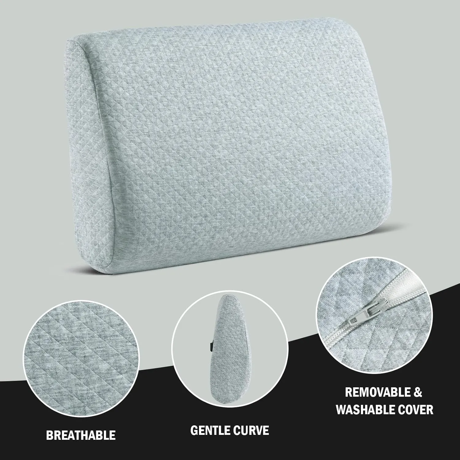 HOMBYS Lumbar Support Pillow for Recliner Chair, Memory Foam Back Support Cushion for Elderly,Extra Large Lumbar Support Pillow,Thick Backrest for Home Reading (Light Grey, 20“x13.5"x5")