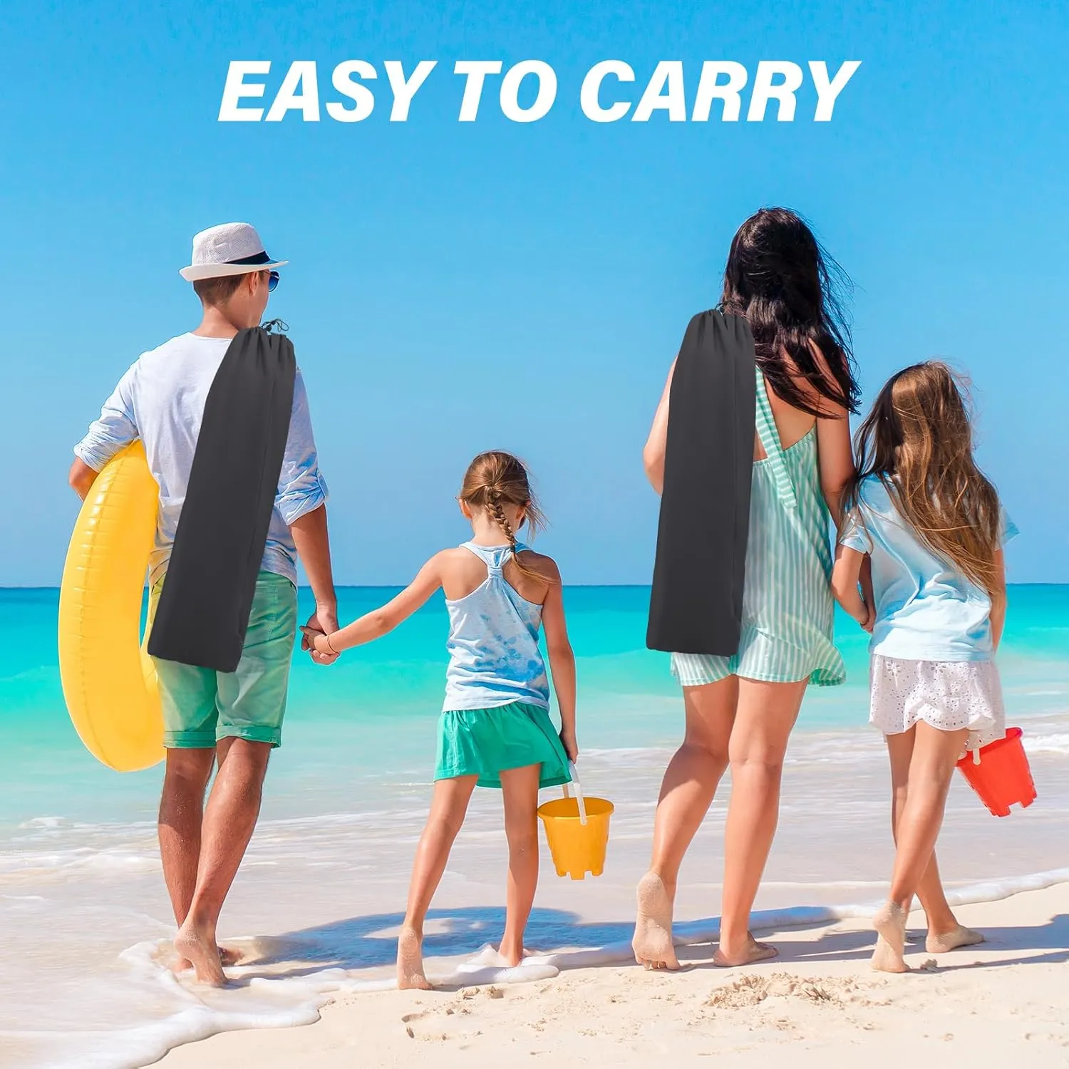 Homcosan Portable Low Folding Beach Chairs Set of 2 with Detachable Umbrellas - Lightweight Camping Chairs for Adults with Cup Holder & Storage Pockets, Carry Bag Included (Black & Gray)