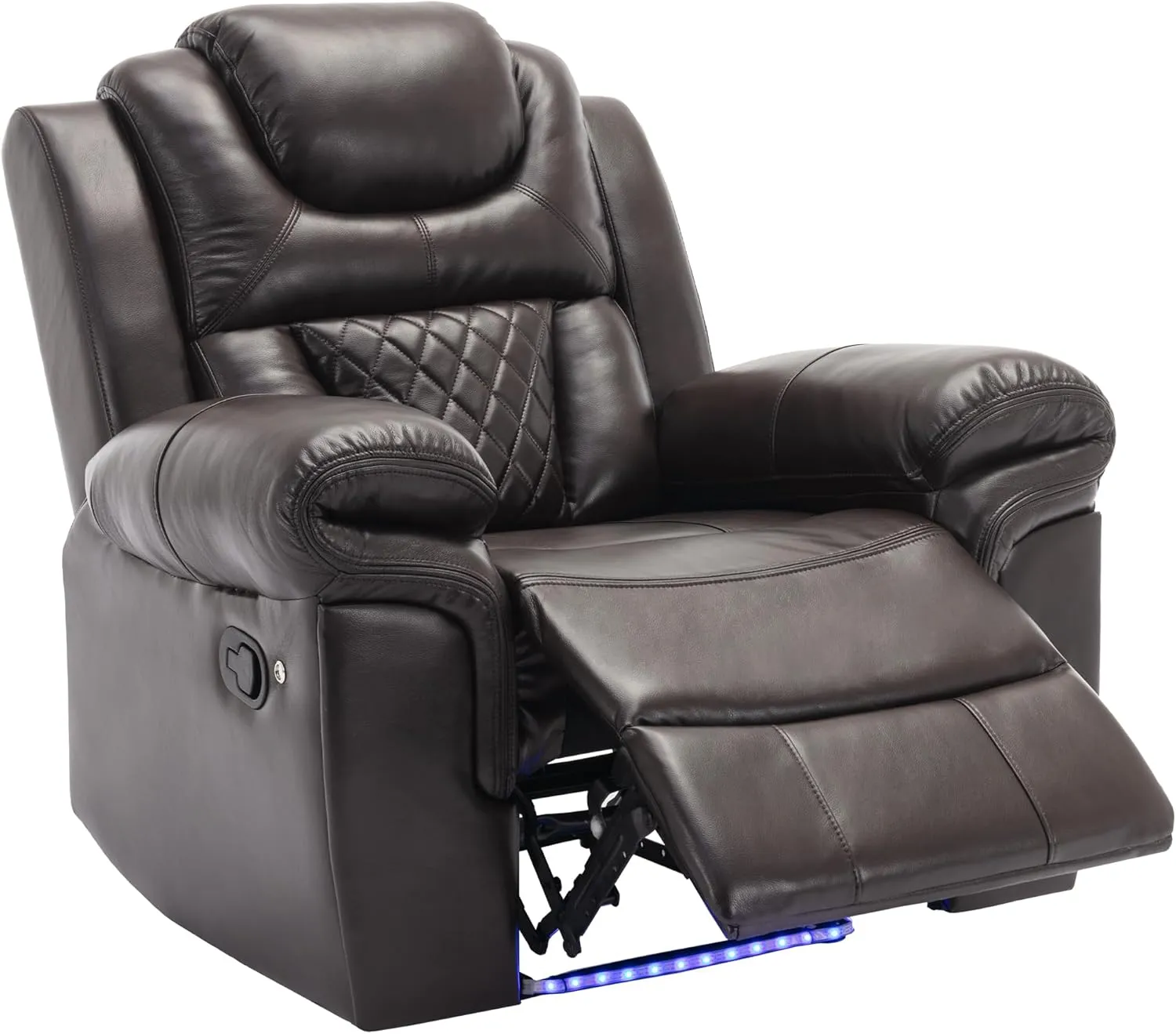 Home Theater Seating Manual Recliner Chair with LED Light Strip for Living Room,Bedroom, Brown