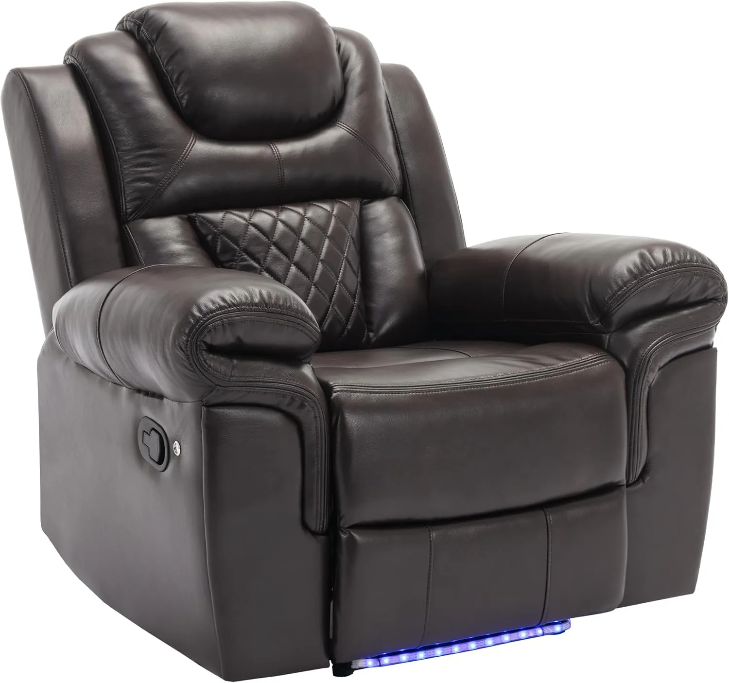 Home Theater Seating Manual Recliner Chair with LED Light Strip for Living Room,Bedroom, Brown