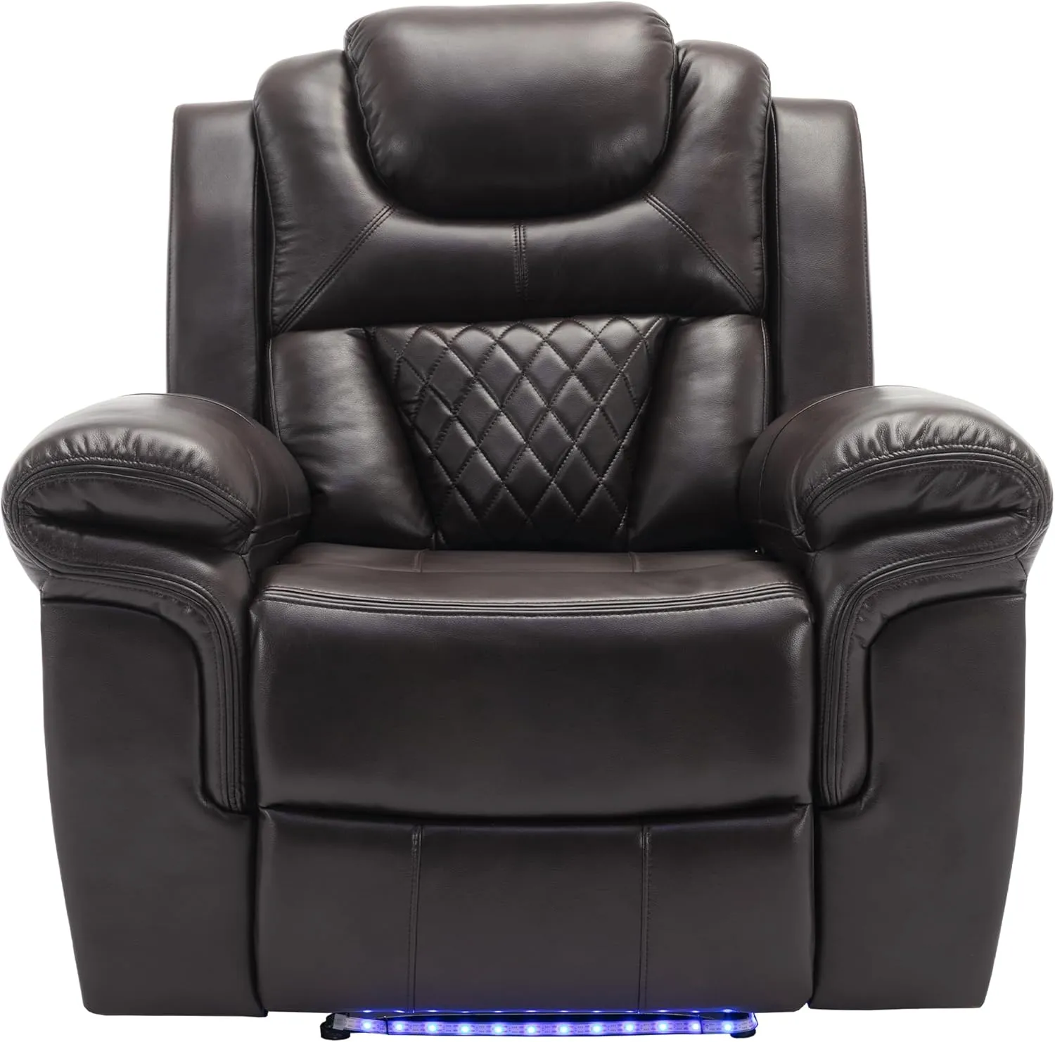 Home Theater Seating Manual Recliner Chair with LED Light Strip for Living Room,Bedroom, Brown