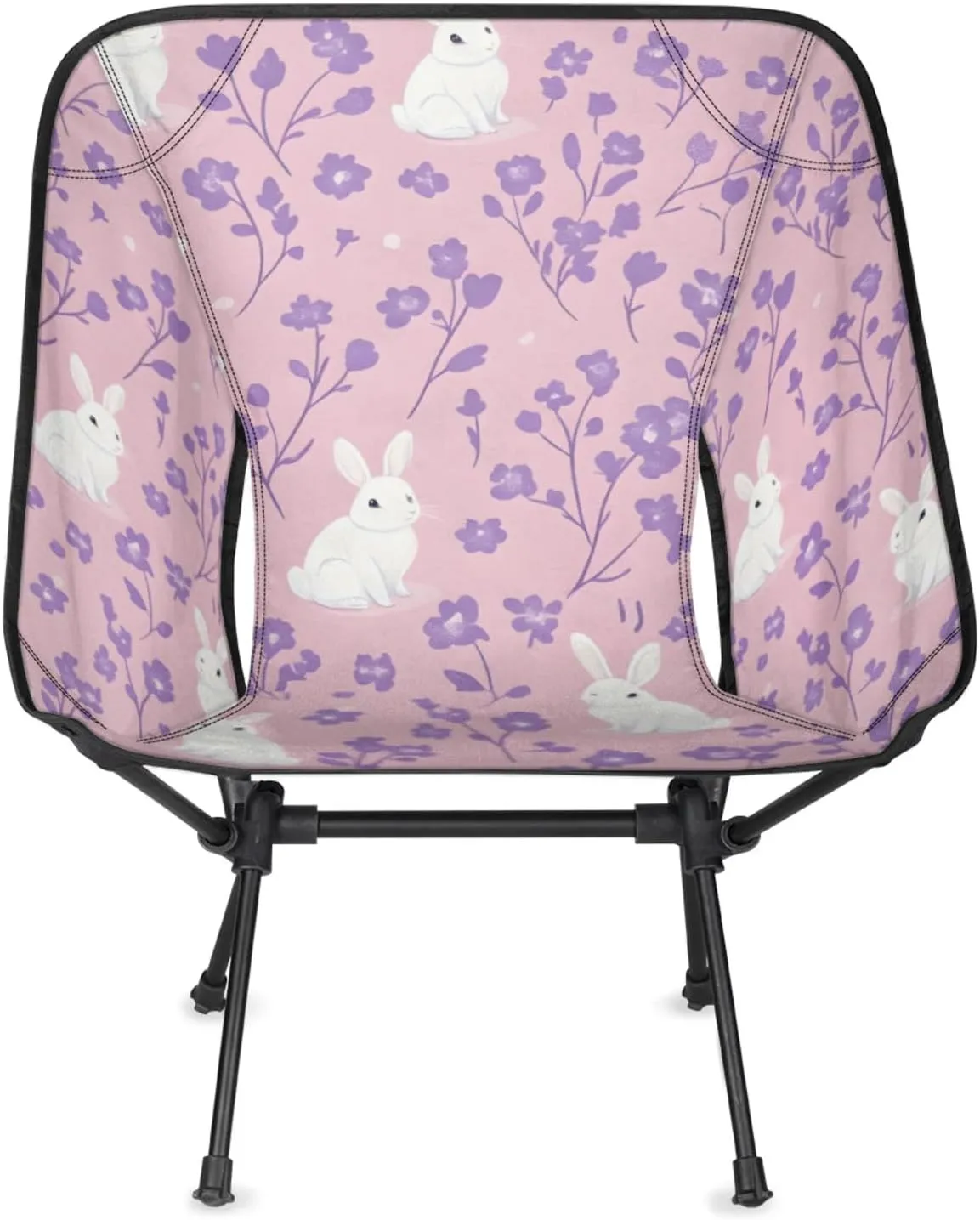Honeybaby Folding Camping Chair Floral Rabbits Camping Chairs Lightweight Portable Chair Outdoor Foldable Chairs for Camping Travel Picnic Beach Hiking