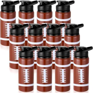 Honeydak 12 Pack 20 oz Football Water Bottle Bulk for Men Metal Travel Bottles with Snap Lid and Handle Aluminum Reusable Sports Outdoor School Gym Cycling
