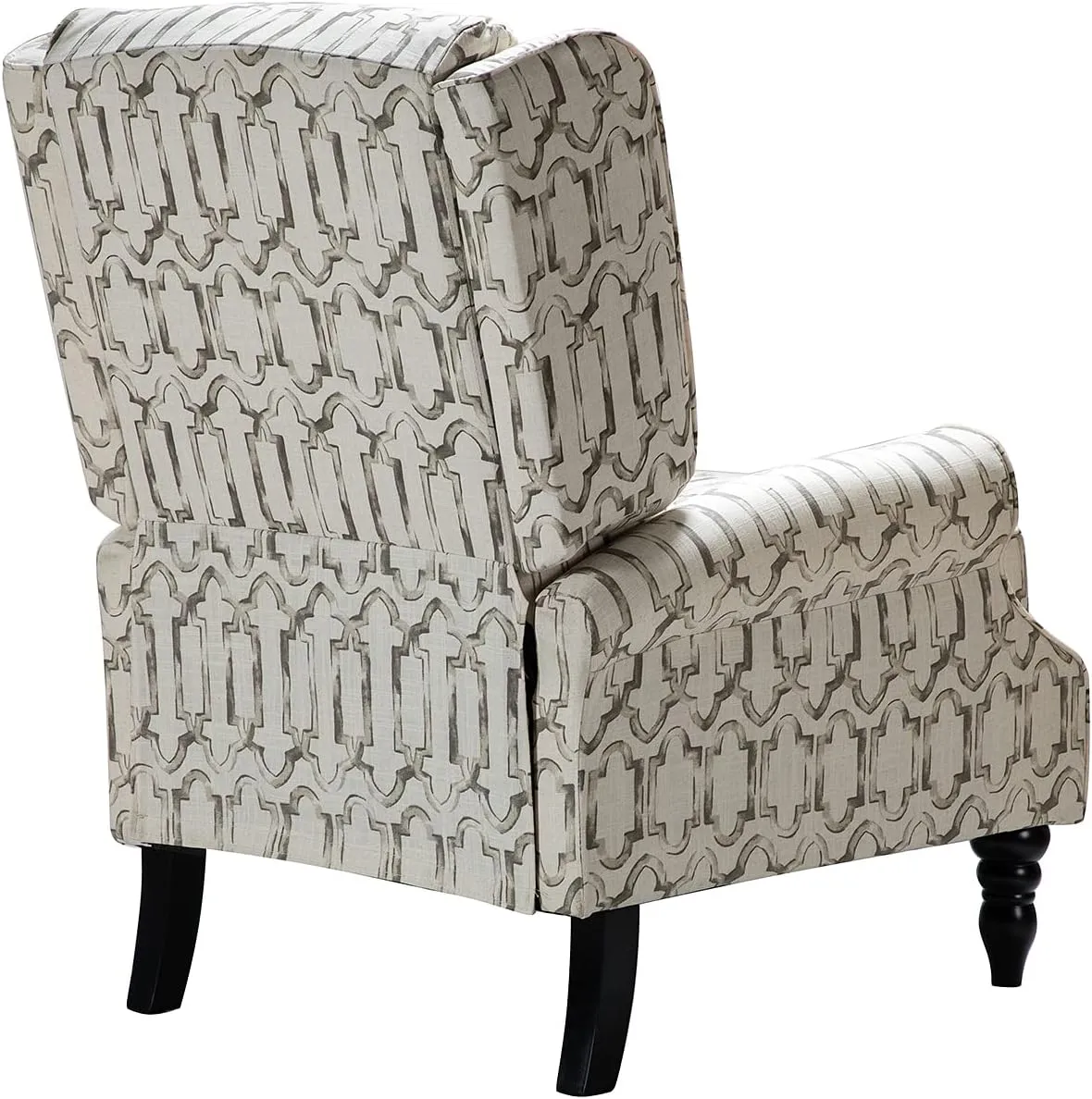 HULALA Home Upholstered Wingback Recliner Chair, Small Adjustable Footrest Push Back Single Reclining Sofa, Mid Century Modern Lounge Armchair for Living Room, Bedroom, Reading/Chain Grey
