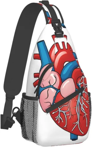 (Human Anatomy Heart Chart) Crossbody Bag Men Lightweight Chest Backpack For Hiking Cycling Traveling Running
