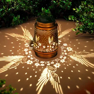 Hummingbird Birthday Gifts for Women Mom Grandma Solar Lanterns Outdoor Waterproof Garden Decor Metal Hanging LED Decorative Light for Patio Yard Lawn Backyard Front Porch Gardening Gifts