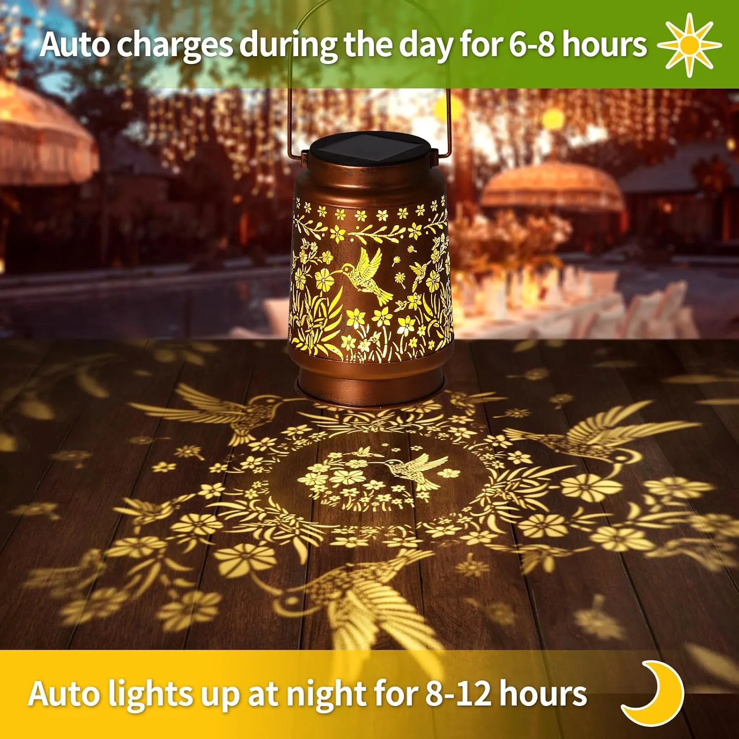 Hummingbird Solar Lanterns Outdoor Waterproof Garden Decor Birthday Gifts for Women Mom Hanging Solar Lights outdoor for Hummingbird Gifts Patio Pathway Landscape walkway terrace balcony lawn yard