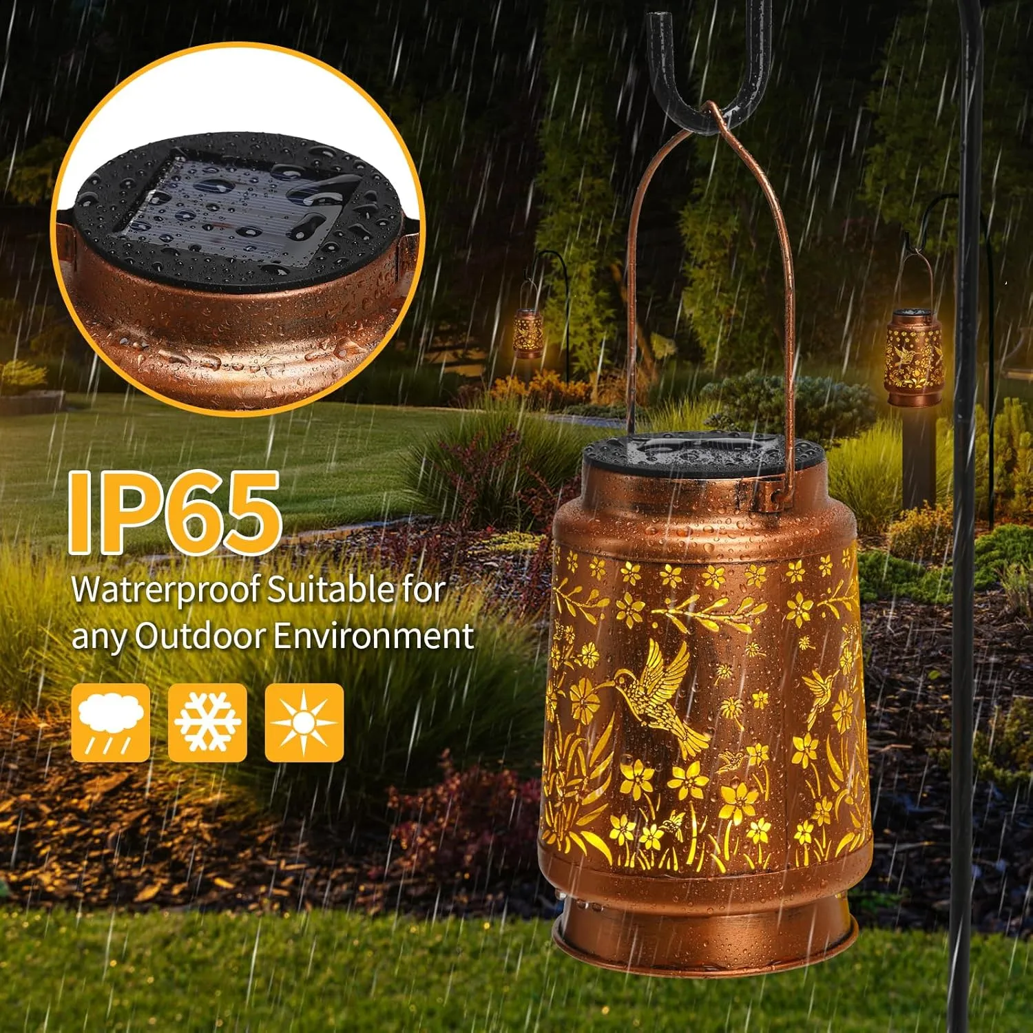 Hummingbird Solar Lanterns Outdoor Waterproof Garden Decor Birthday Gifts for Women Mom Hanging Solar Lights outdoor for Hummingbird Gifts Patio Pathway Landscape walkway terrace balcony lawn yard
