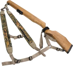 HUNTPAL Backpack Style Hands-Free Rifle Sling Gun Sling for Shotgun Crossbow, Neoprene Padded Hunting Sling Double Shoulder Strap, Universal Camo Backpack Strap for Outdoors