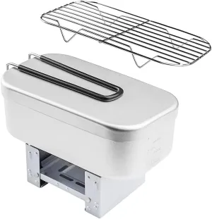 HXBER Mini Folding Stove Lunch Box Steaming Rack Combo Set for Picnic Camping Hiking Fishing Mountaineering, 800ml