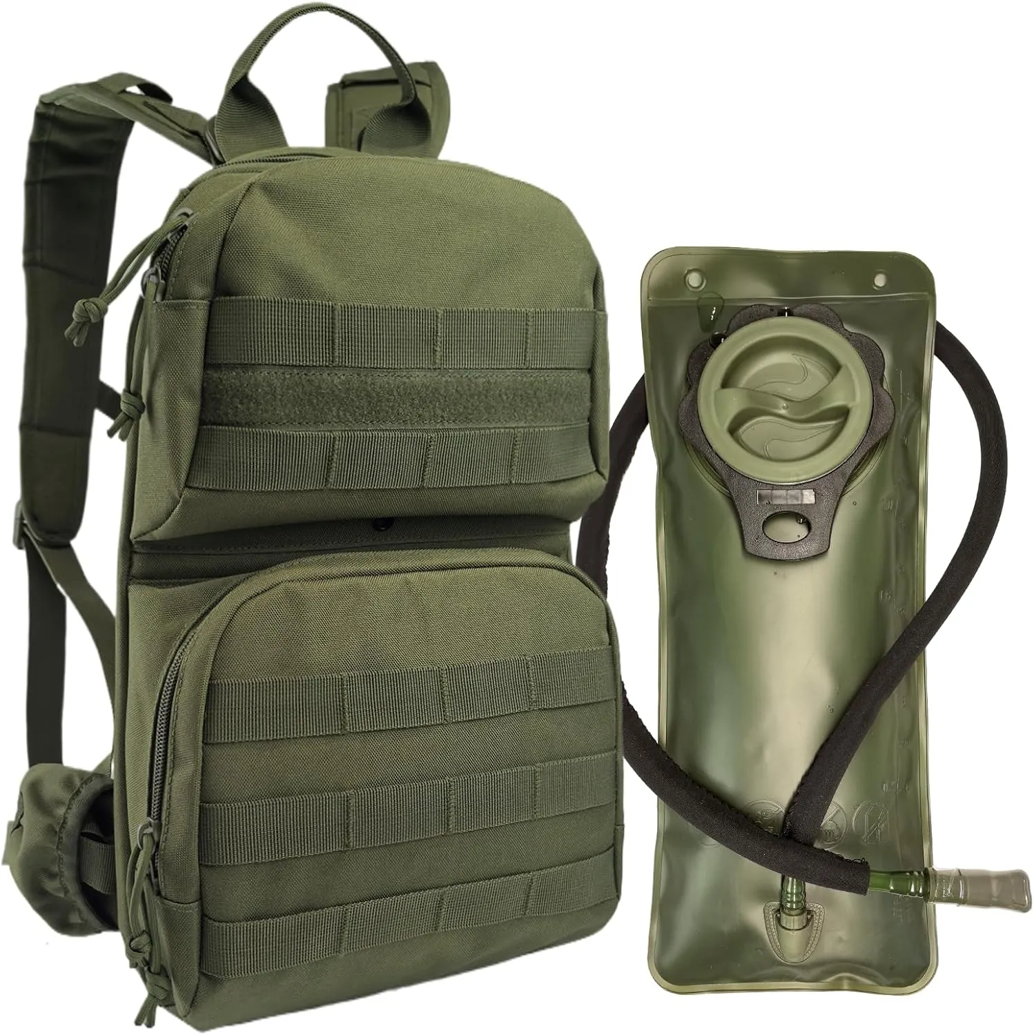 Hydration Pack, 10L Water Backpack with 2.5L Water Bladder, MOLLE System for Outdoor Hiking, Biking, Running, Black
