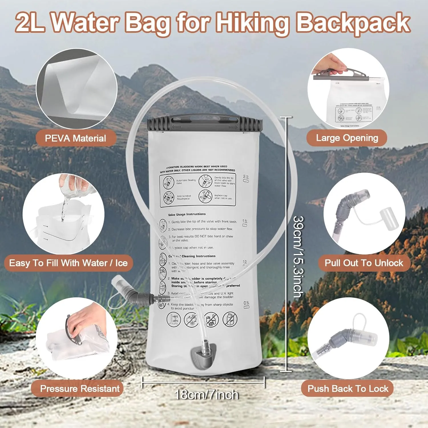 Hydration Pack Backpack,Hiking Backpack with 2L Water Bladder Lightweight Running Hydration Vest for Men Women Hiking Cycling Climbing Camping