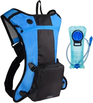 Hydration Pack for Runners & Hikers, 2L Water Bag, Water-Resistant Nylon Backpack, Lightweight Marathon Running Vest, Outdoor Sports (Blue)