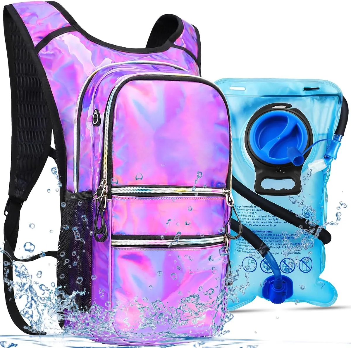 Hydration Pack, Water Backpack with 3L Hydration Bladder Lightweight Insulation, Festival Essential, Rave Hydration Backpack, Hydropack Backpack for Rave, Hiking, Biking, Running, Festival Gear