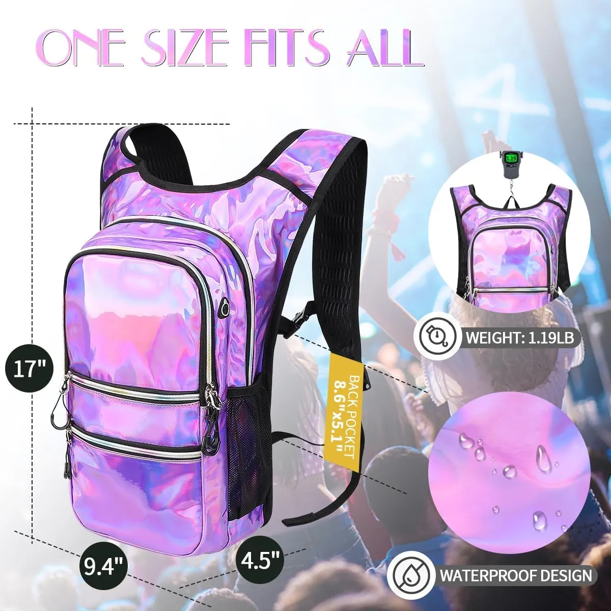 Hydration Pack, Water Backpack with 3L Hydration Bladder Lightweight Insulation, Festival Essential, Rave Hydration Backpack, Hydropack Backpack for Rave, Hiking, Biking, Running, Festival Gear