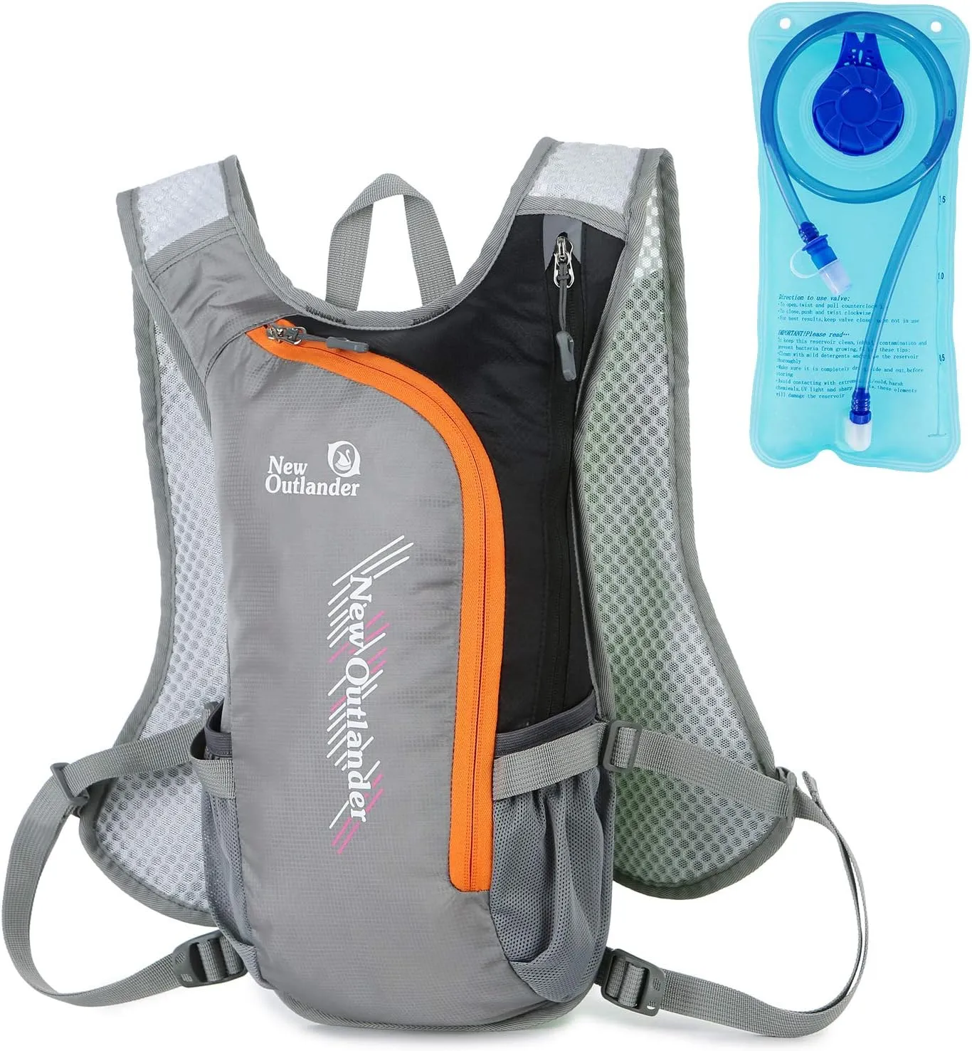 Hydration Pack with Free 2-L Water Bladder, Nylon Safety Reflective Sports Backpack Fit Backpack for Hiking, Running, Cycling, Commuting for Triathlon Marathon Hiking Cycling Climbing Runner