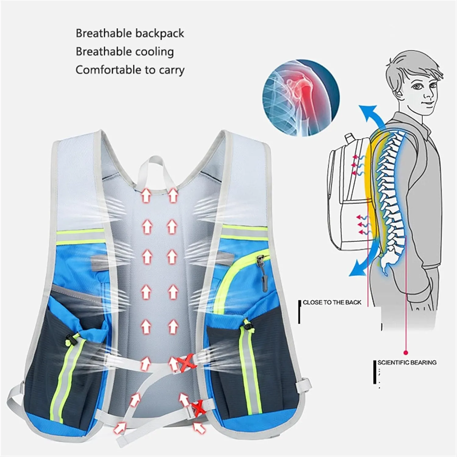 Hydration Running Backpack, Professional Hydration Vest Pack, Rucksack for Cycling Running Climbing Hiking Camping , Water Bladder