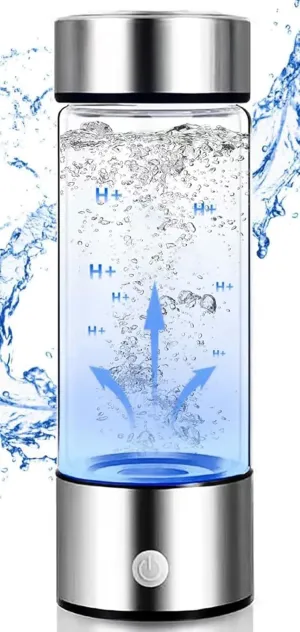 Hydrogen Water Generator Bottle, Portable Health Boosting Water Ionizer Generator Kangen Water Generator with SPE and PEM Technology(Silver)