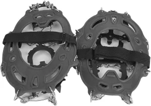 Ice Cleat Shoe, 14 Teeth Anti Slip Grips Spikes Crampons with Latex for Hiking Climbing