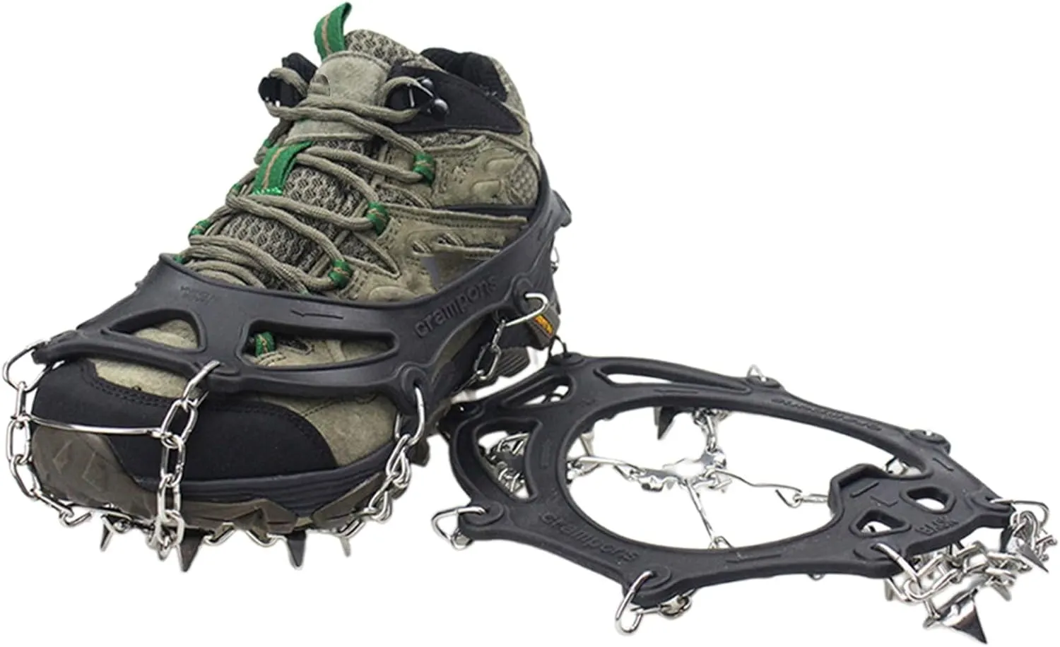 Ice Cleats Crampons 23 Spikes Shoe Ice Snow Grips Anti Slip Traction Cleats for Ice and Snow Stainless Steels Ice Spikes
