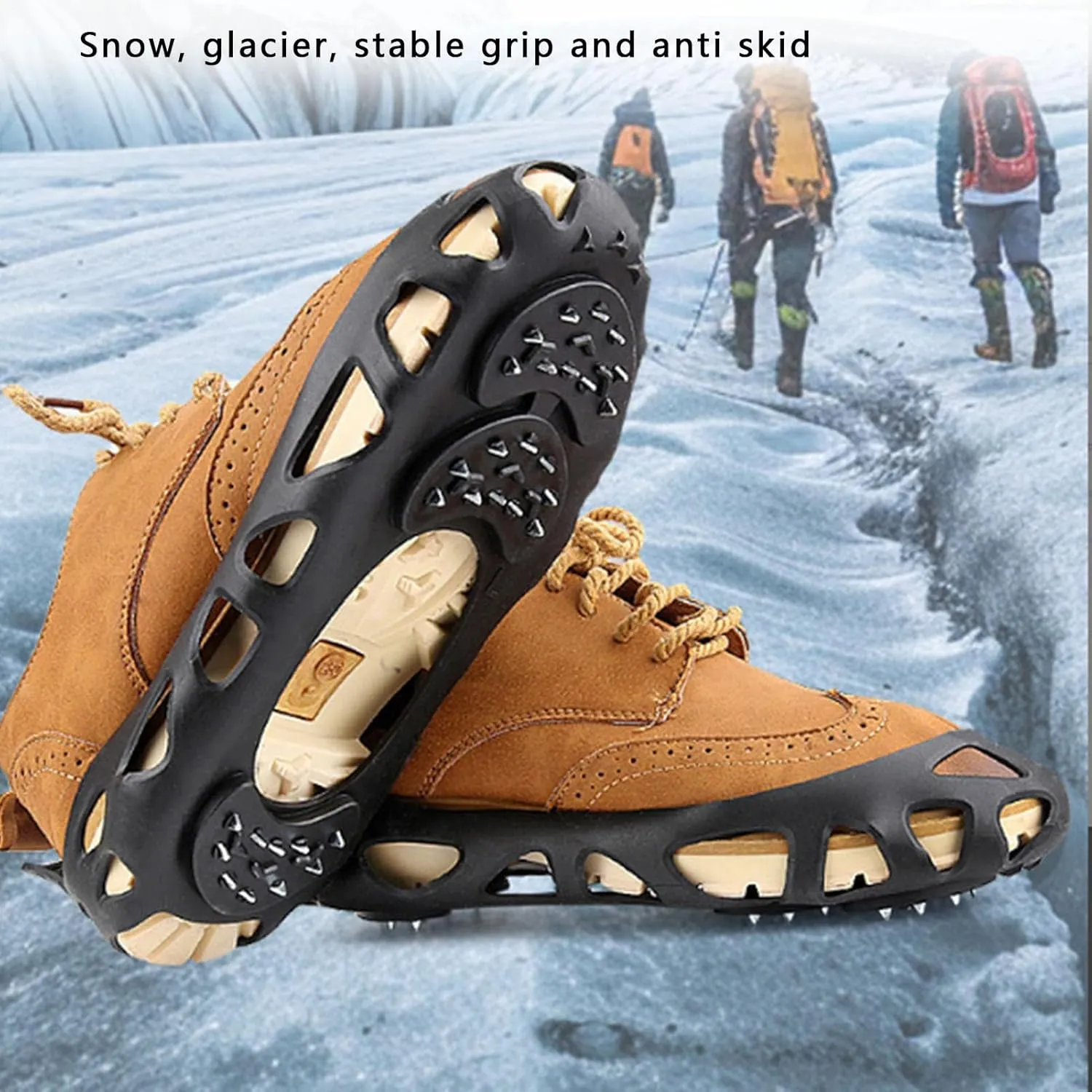 Ice Cleats for Shoes Boots, Portable Snow Traction Cleats Anti Slip Crampons, Steel Spike Design, Walk Traction Cleats for Hiking Walking Jogging Climbing
