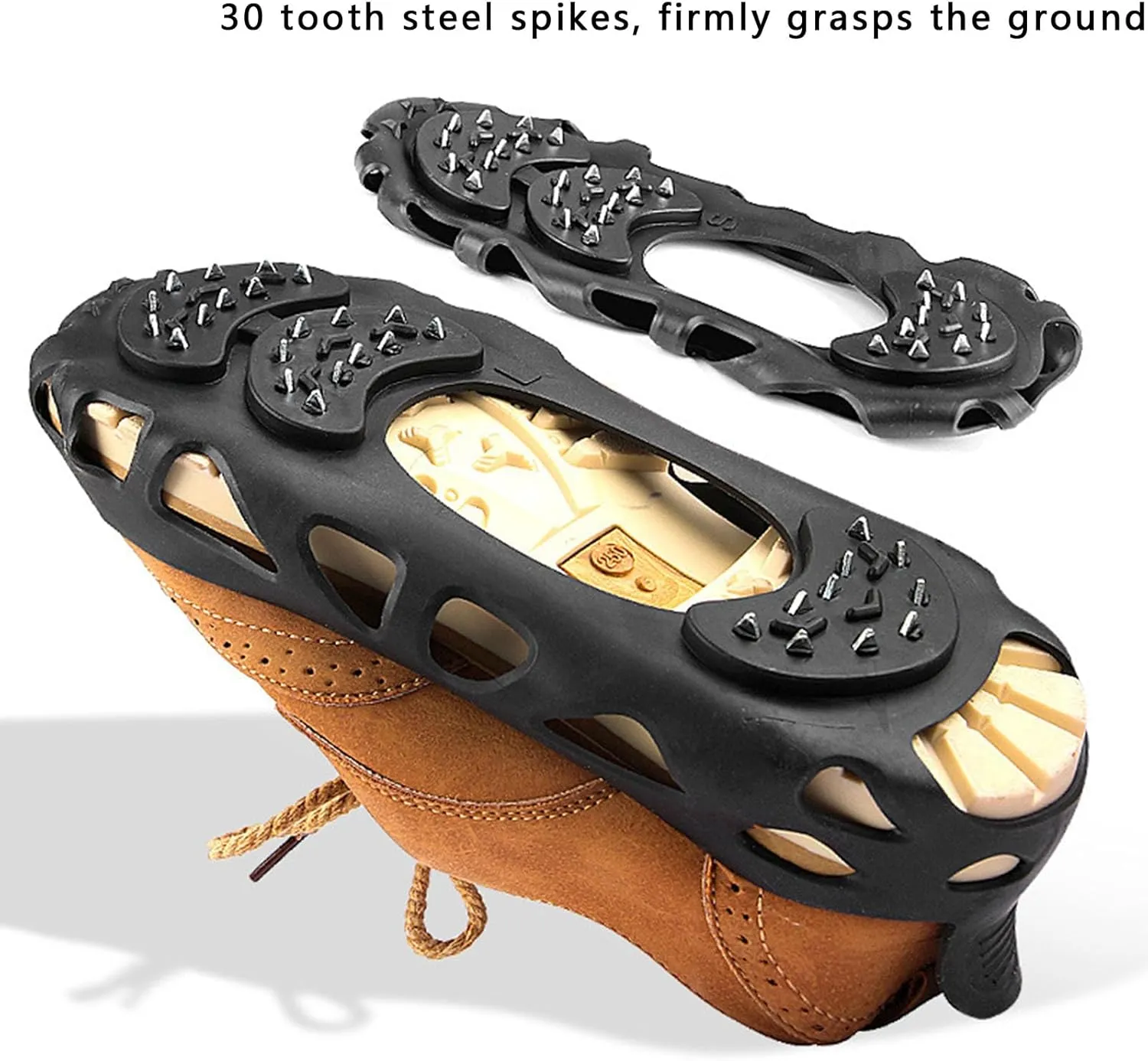 Ice Cleats for Shoes Boots, Portable Snow Traction Cleats Anti Slip Crampons, Steel Spike Design, Walk Traction Cleats for Hiking Walking Jogging Climbing