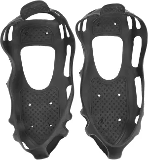 Ice Climbing Crampon 24 Teeth Anti Slip Spiked Grips Cleats for Hiking Ice Snow Shoes Made of Stainless Steel TPE Rubber Black Size M 28 x 11CM
