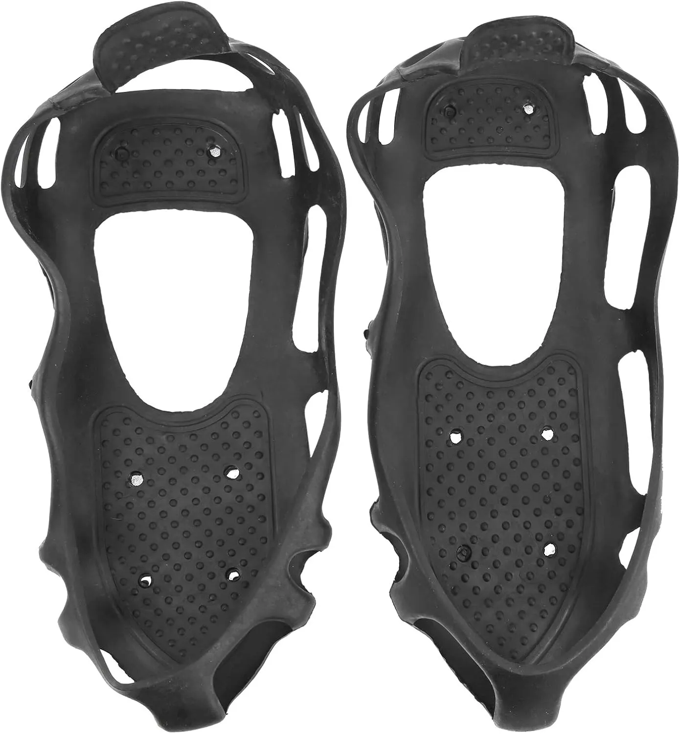 Ice Climbing Crampon 24 Teeth Anti Slip Spiked Grips Cleats for Hiking Ice Snow Shoes Made of Stainless Steel TPE Rubber Black Size M 28 x 11CM