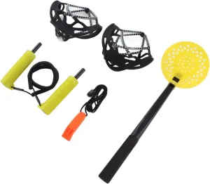 Ice Fishing Safety Kit, Retractable Ice Picks Threaded Handle with Whistle for Skating