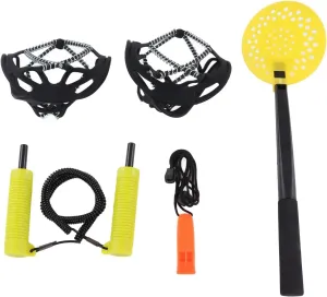 Ice Fishing Set,2Pcs Crampons Spikes Shoe Cover,2 Ice Pick Heads,Ice Spoon,Ice Whistle,Ice Safety Kit Whistle Stainless Steel Ice Picks Set
