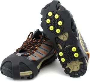 Ice Snow Grips 1 Pair S M L 10 Studs Anti-Skid Snow Ice Climbing Shoe Spikes Grips Crampons Cleats Overshoes Spike Shoes Ice Grips for Shoes