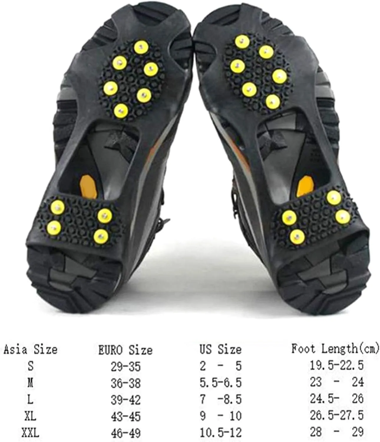 Ice Snow Grips 1 Pair S M L 10 Studs Anti-Skid Snow Ice Climbing Shoe Spikes Grips Crampons Cleats Overshoes Spike Shoes Ice Grips for Shoes