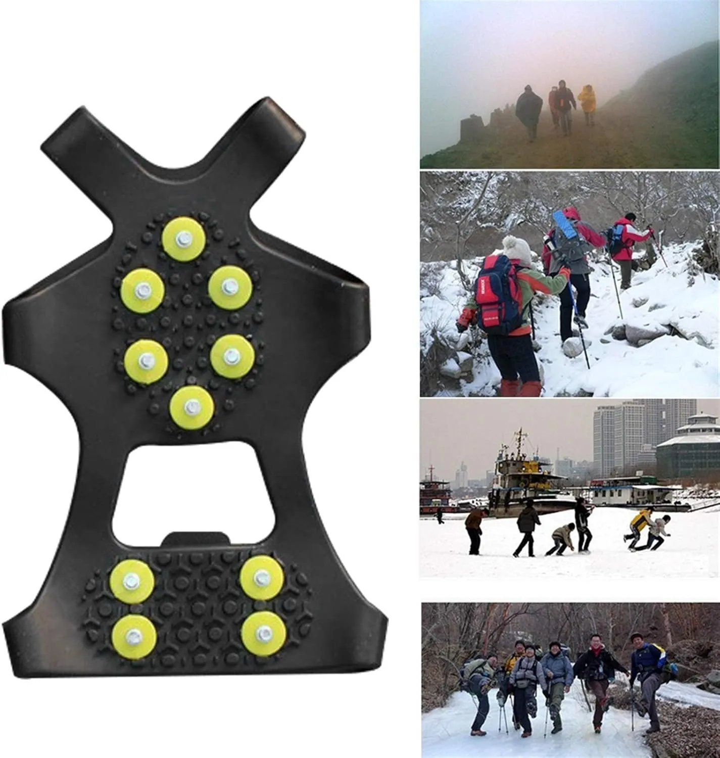 Ice Snow Grips 1 Pair S M L 10 Studs Anti-Skid Snow Ice Climbing Shoe Spikes Ice Grips Cleats Crampons Winter Climbing Anti Slip Shoes Cover Ice Grips for Shoes
