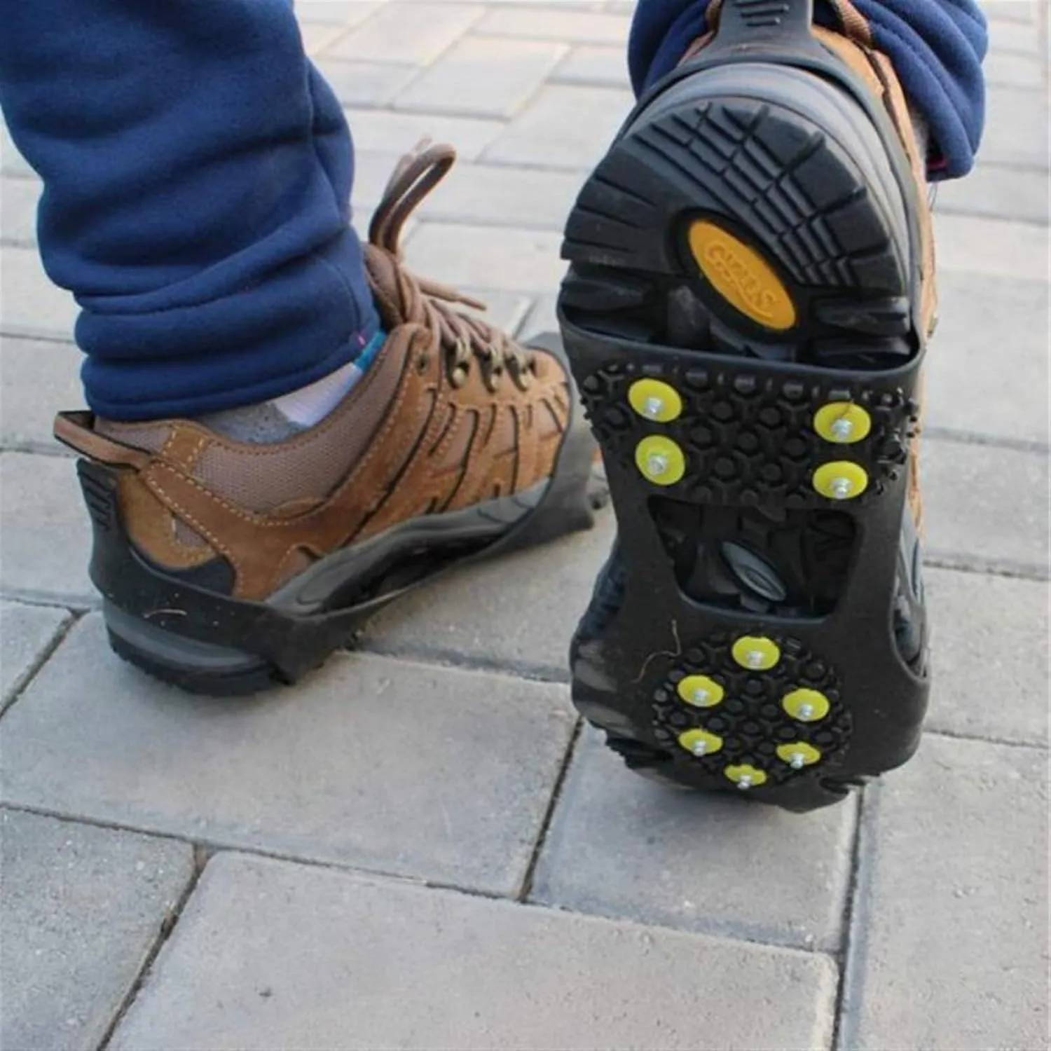 Ice Snow Grips Studs Anti-Skid Snow Ice Climbing Shoe Spikes Grips Crampons Cleats Overshoes Winter Climbing Shoes Cover Ice Grips for Shoes