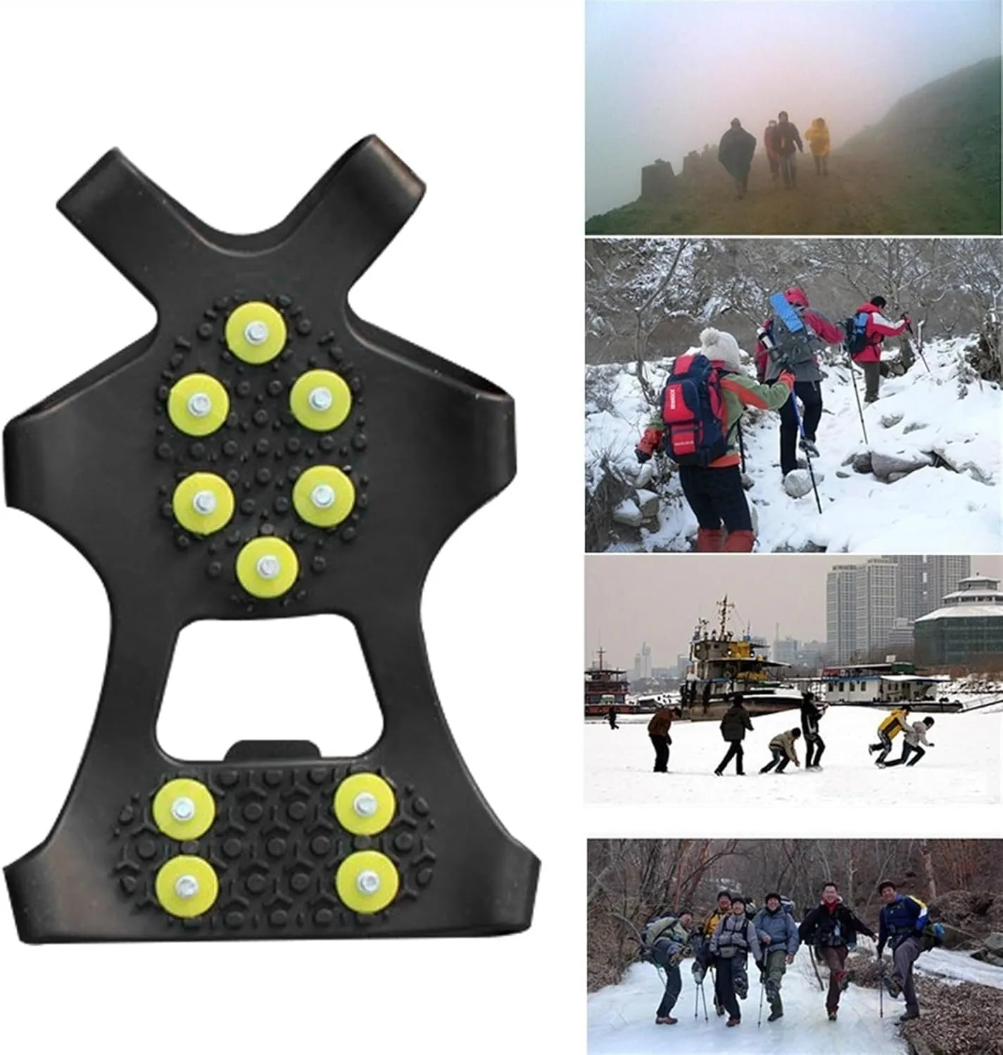 Ice Snow Grips,Ice Cleats 1 Pair S M L 10 Studs Anti-Skid Snow Ice Climbing Shoe Spikes Ice Grips Cleats Crampons Winter Climbing Anti Slip Shoes Cover